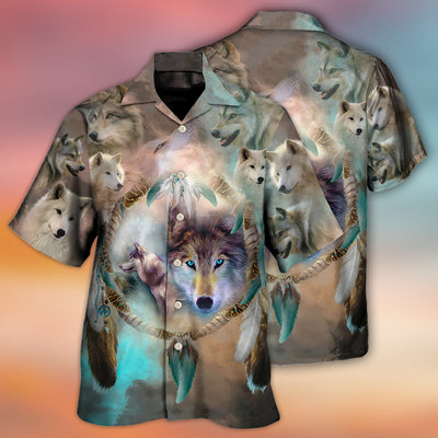 Native American Wolf Dream Catcher Art Style - Hawaiian Shirt - Owls Matrix LTD