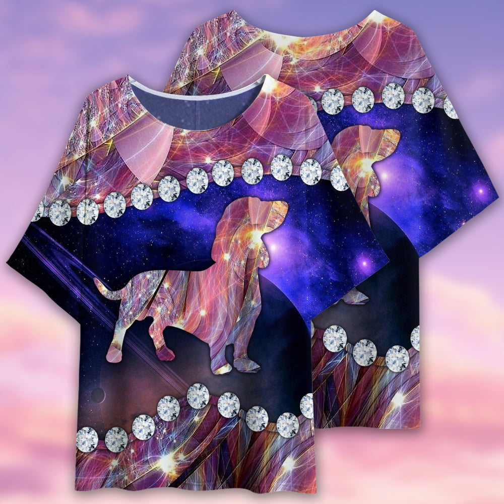 Dachshund Diamond Bling Style - Women's T-shirt With Bat Sleeve - Owls Matrix LTD