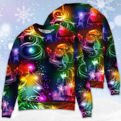 Christmas Santa Claus Tree Snowman Neon Light Style - Sweater - Ugly Christmas Sweaters - Owls Matrix LTD