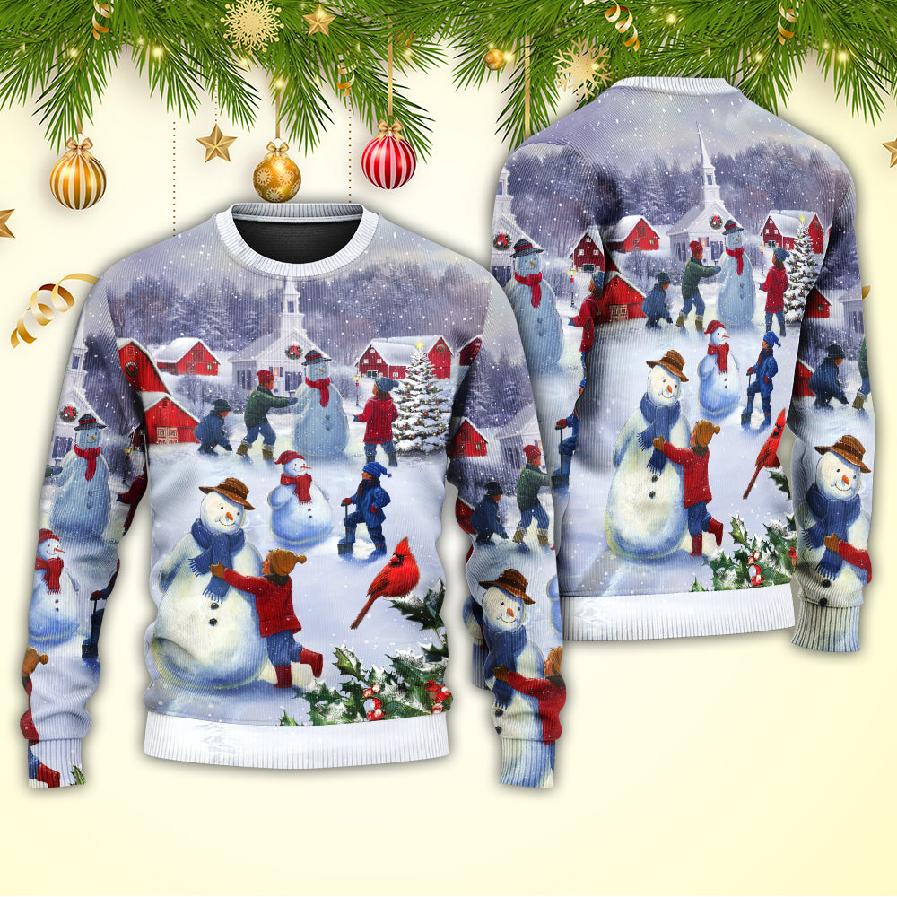 Christmas Children Love Snowman In The Christmas Town - Sweater - Ugly Christmas Sweaters - Owls Matrix LTD