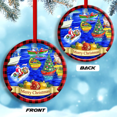 Christmas We Wish You A Merry Christmas - Circle Ornament - Owls Matrix LTD