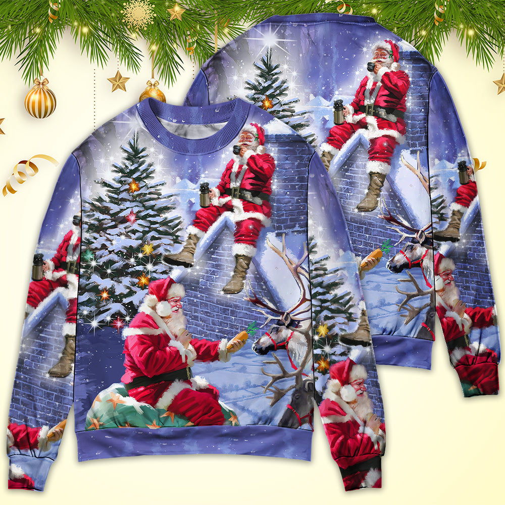 Christmas Santa Claus Story Night Christmas Is Coming Art Style - Sweater - Ugly Christmas Sweaters - Owls Matrix LTD