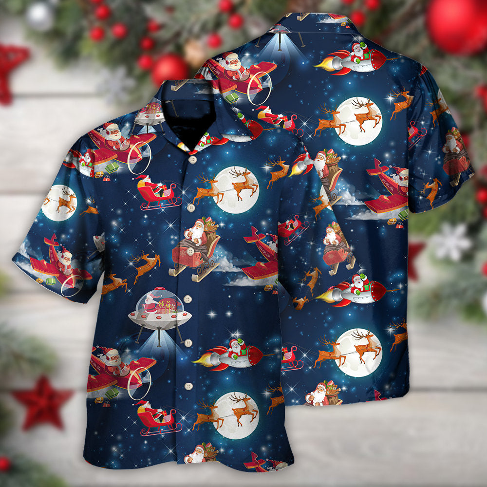 Christmas Astronaut Santa Claus - Hawaiian Shirt - Owls Matrix LTD