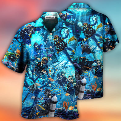 Diving Under The Sea Art Style - Hawaiian Shirt - Owls Matrix LTD