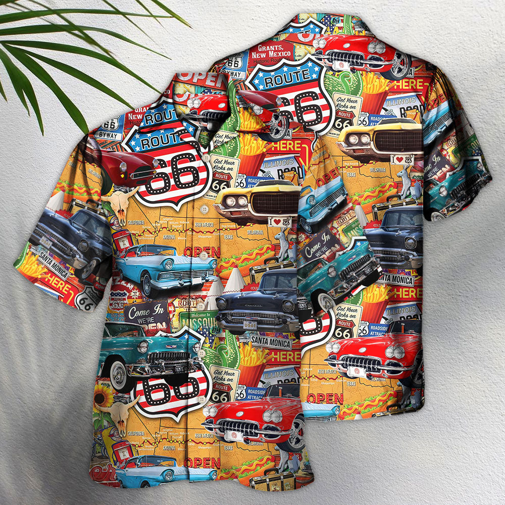 Car Vintage Route 66 Road - Hawaiian Shirt - Owls Matrix LTD