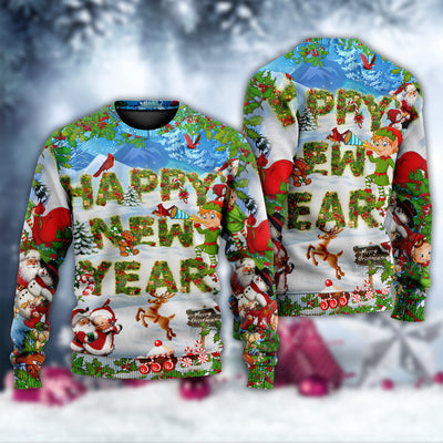 Christmas Happy New Year Snow - Sweater - Ugly Christmas Sweaters - Owls Matrix LTD