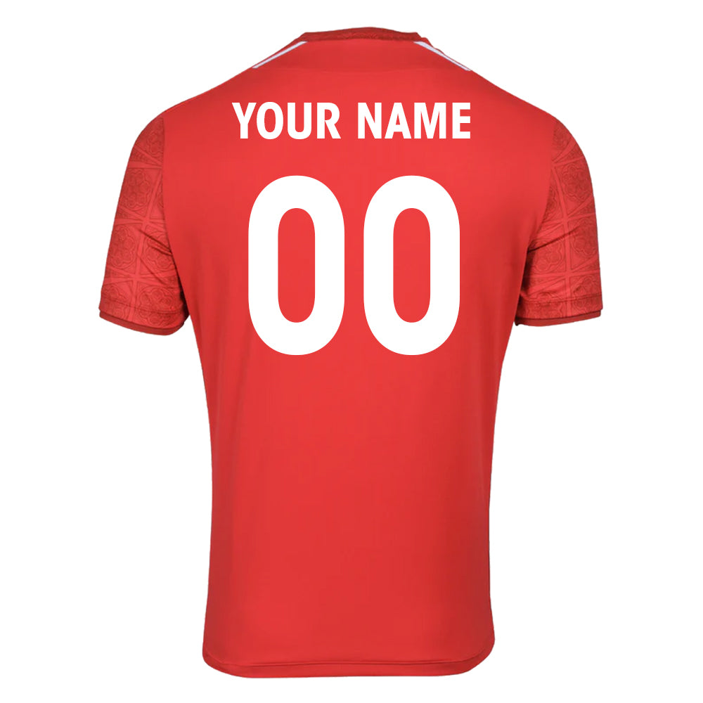 Custom Red Traditional Pattern And White - Soccer Uniform Jersey
