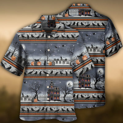 Halloween Spooky Night Border - Hawaiian Shirt - Owls Matrix LTD