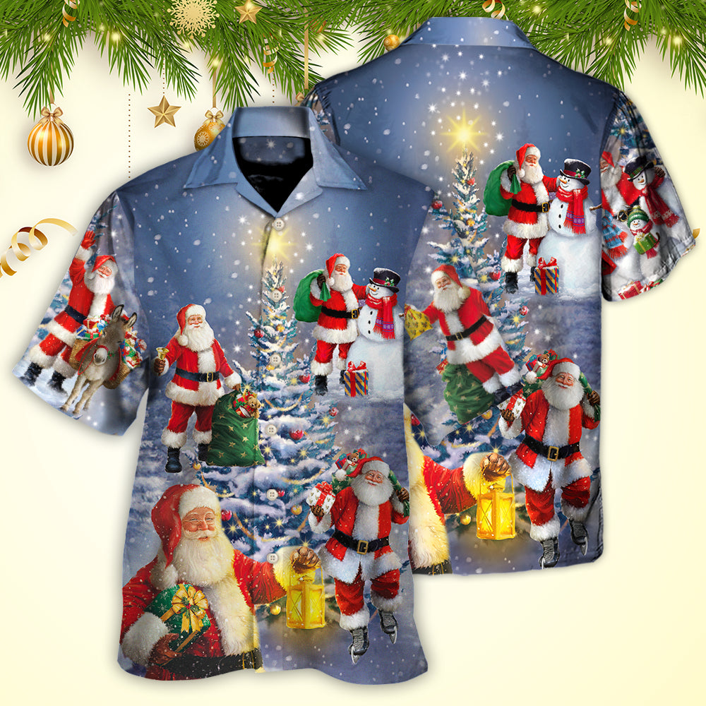 Christmas Santa Claus In Love Light Xmas Tree - Hawaiian Shirt - Owls Matrix LTD