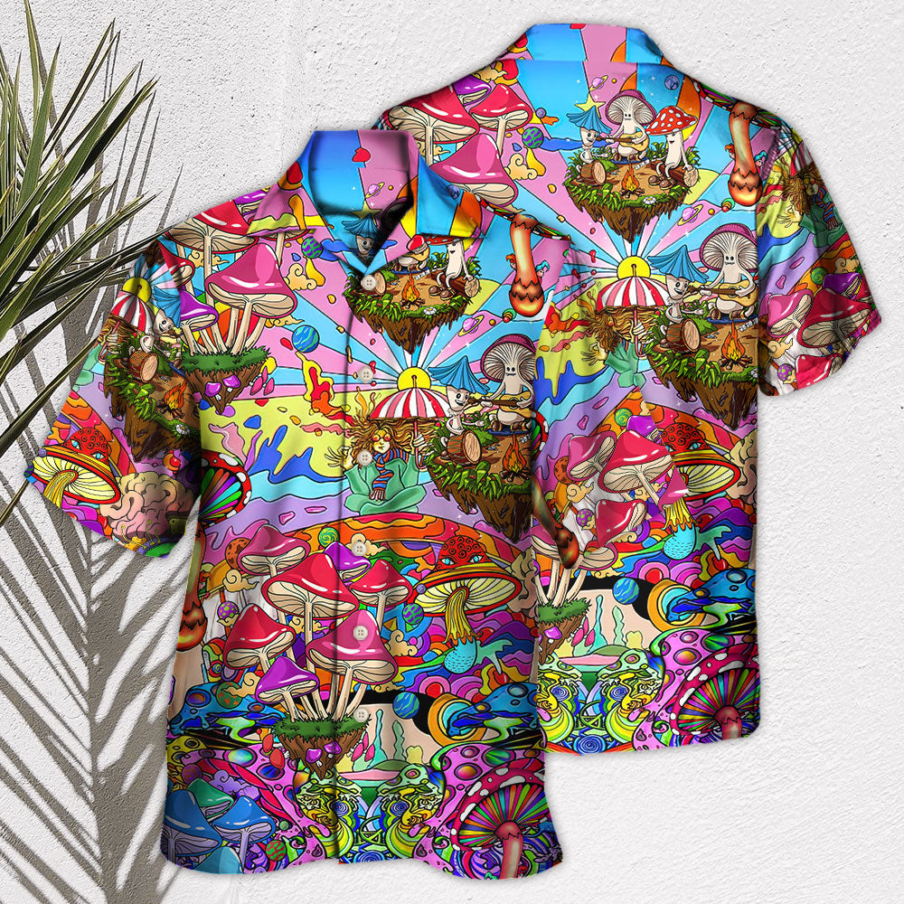 Hippie Mushroom Hallucinogenic Psychedelic - Hawaiian Shirt - Owls Matrix LTD