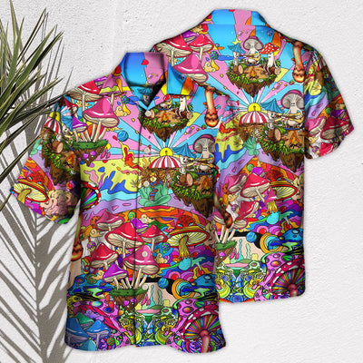 Hippie Mushroom Hallucinogenic Psychedelic - Hawaiian Shirt - Owls Matrix LTD