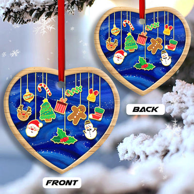 Christmas Santa Merry Xmas And Happy New Year - Heart Ornament - Owls Matrix LTD