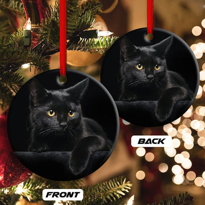 Black Cat Kitty Lover - Circle Ornament - Owls Matrix LTD