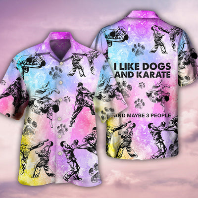 Karate And Dogs I Like - Hawaiian Shirt - Owls Matrix LTD
