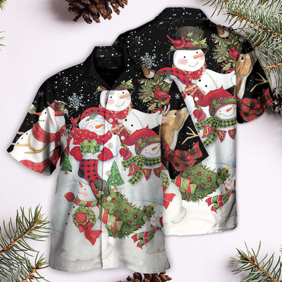 Christmas Cutie Snowman Happy Xmas Cardinal - Hawaiian Shirt - Owls Matrix LTD