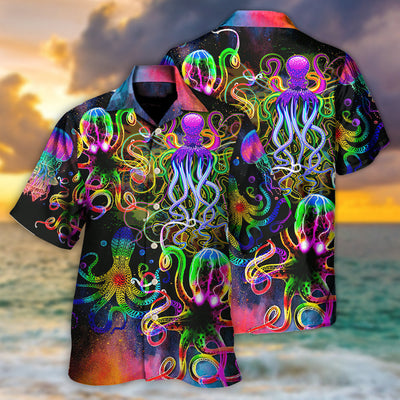 Octopus With Jellyfish Sea Life - Hawaiian Shirt - Owls Matrix LTD