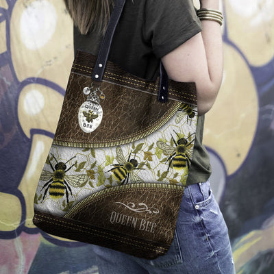 Bee Queen Beautiful Leather - Leather Hand Bag - Owls Matrix LTD