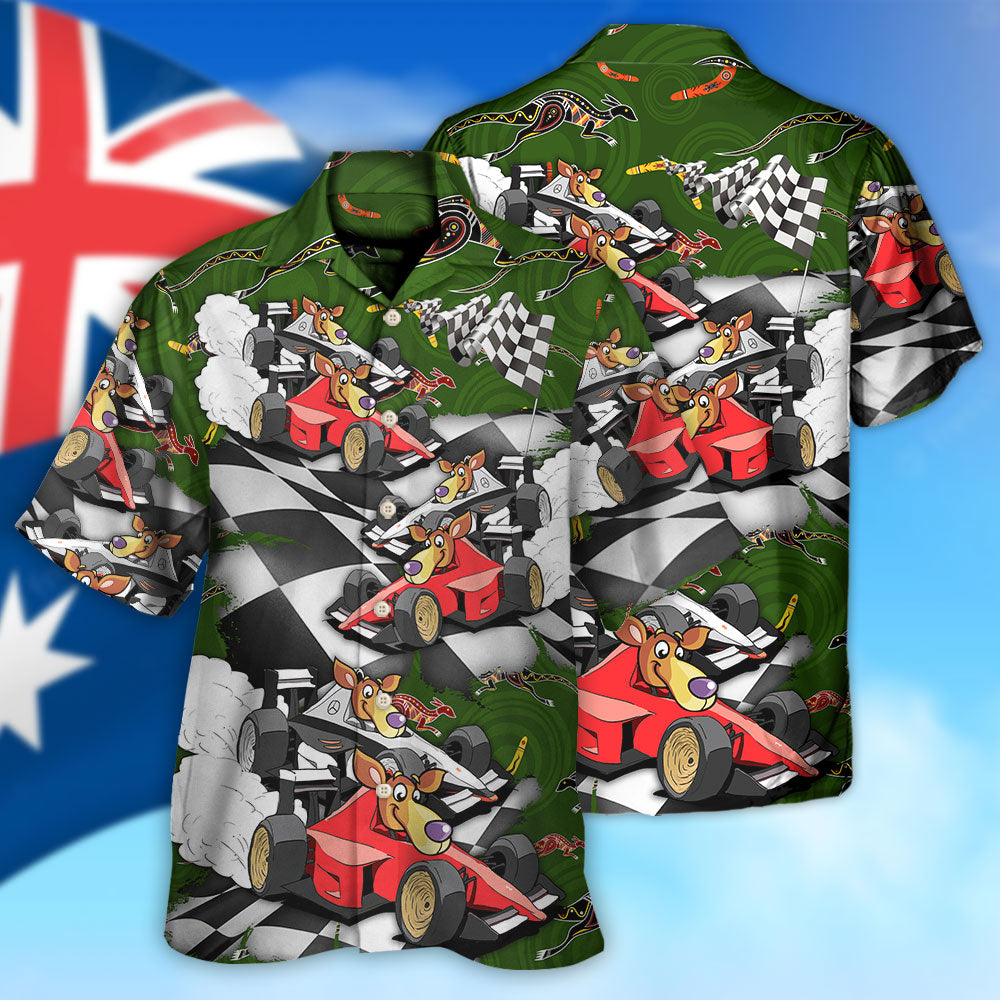 Kangraroo Racing Formula One Car Racing Australian Vibe - Hawaiian Shirt - Owls Matrix LTD