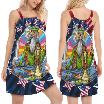 Hippie Independence Day Tie Dye - Women's Sleeveless Cami Dress - Owls Matrix LTD