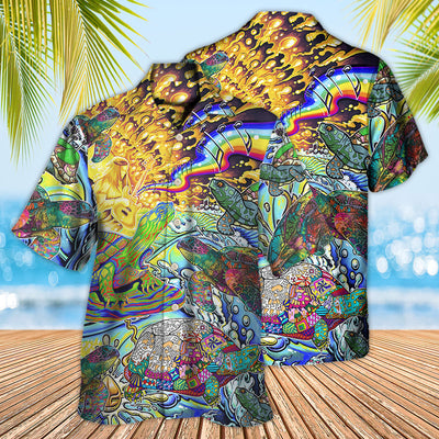 Hippie Turtle Colorful Art Peace - Hawaiian Shirt - Owls Matrix LTD