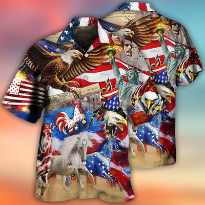 America Independence Day Animal Happy - Hawaiian Shirt - Owls Matrix LTD