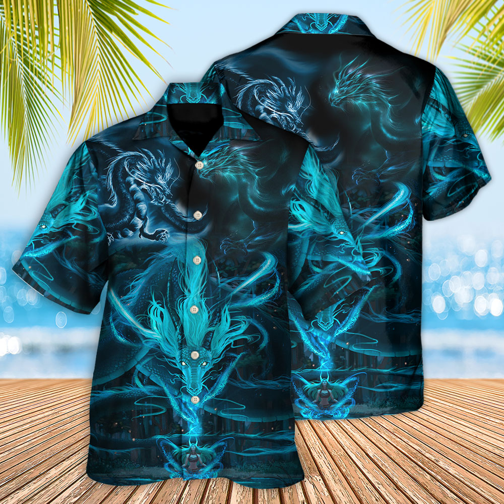 Dragon Blue Lighting And The Witch - Hawaiian Shirt - Owls Matrix LTD