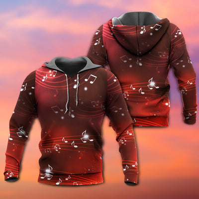 Music Musical Notes And Blurry Lights On Dark Red - Hoodie - Owls Matrix LTD