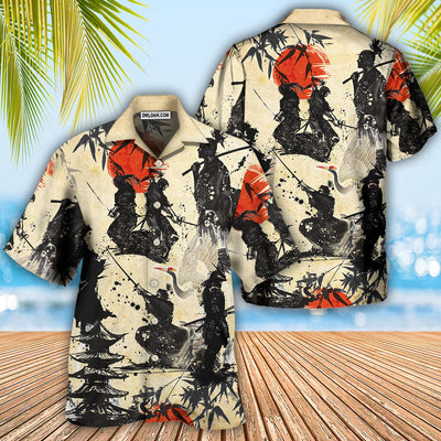 Samurai Mountain Sketch Art - Hawaiian Shirt - Owls Matrix LTD