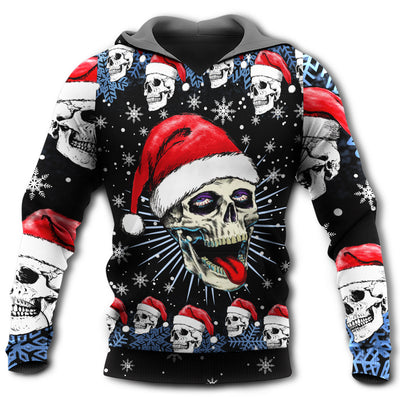 Unisex Hoodie / S Skull Christmas On The Naughty Listand I Regret Nothing - Hoodie - Owls Matrix LTD