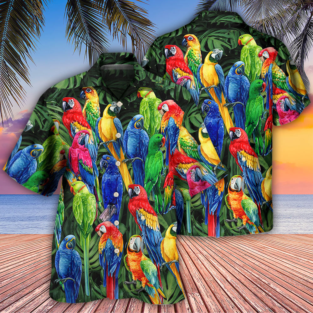 Parrot Family Colorful Tropical - Hawaiian Shirt - Owls Matrix LTD