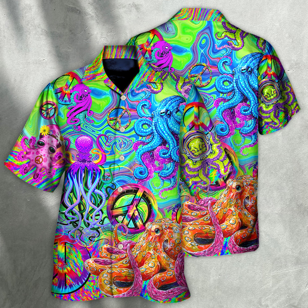 Hippie Funny Octopus Colorful Tie Dye - Hawaiian Shirt - Owls Matrix LTD