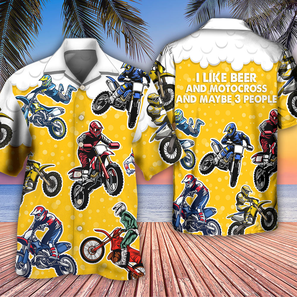 Beer I Like Beer And Motocross Style- Hawaiian Shirt - Owls Matrix LTD