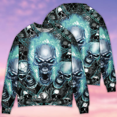 Skull Blue Flame Screaming - Sweater - Ugly Christmas Sweaters - Owls Matrix LTD