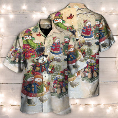 Christmas Couple Snowman Lover Winter Xmas - Hawaiian Shirt - Owls Matrix LTD