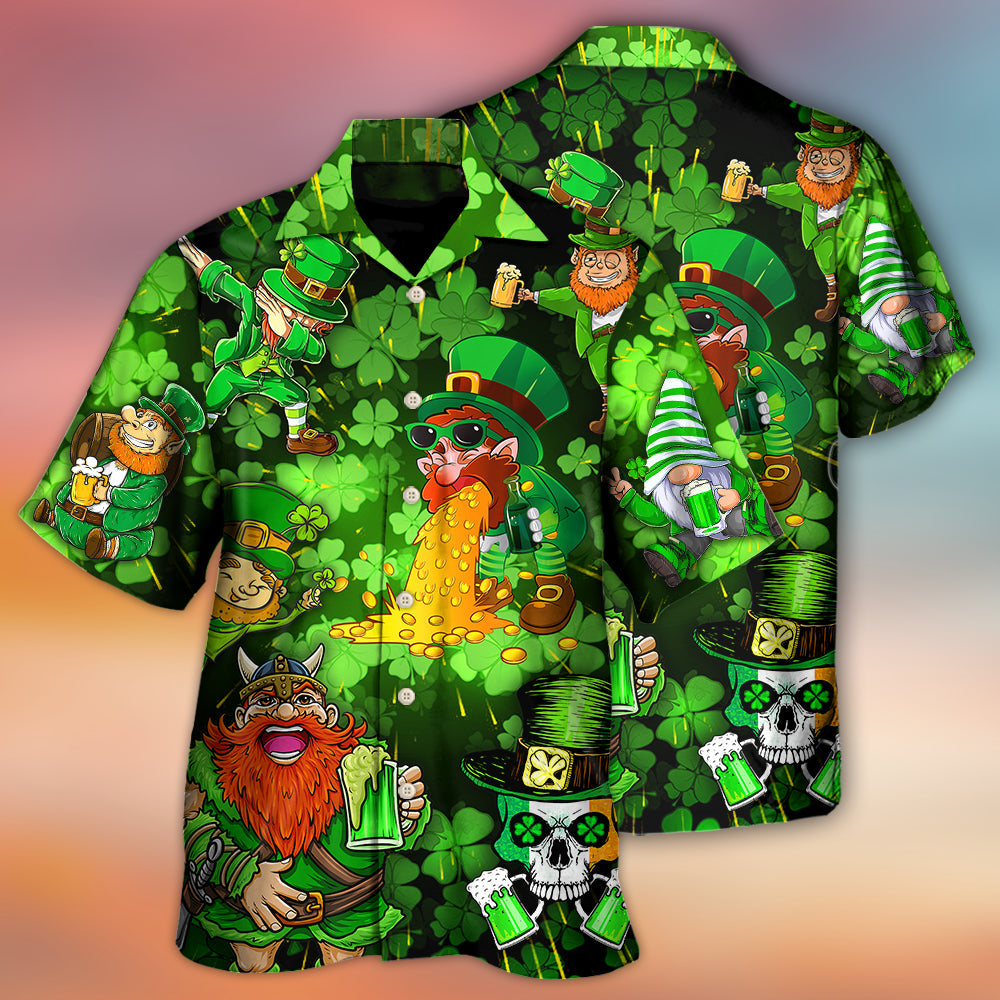 Irish Beer St Patrick's Day Viking Skull Leprechaun Gnome - Hawaiian Shirt - Owls Matrix LTD