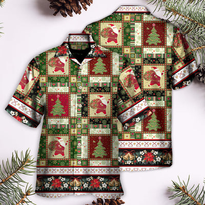 Christmas Santa And Fir-tree - Hawaiian Shirt - Owls Matrix LTD