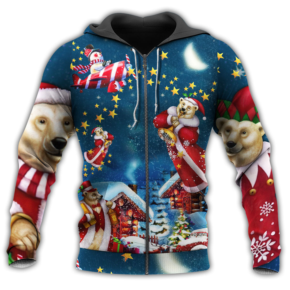 Zip Hoodie / S Christmas Bear Santa So Much Bright - Hoodie - Owls Matrix LTD