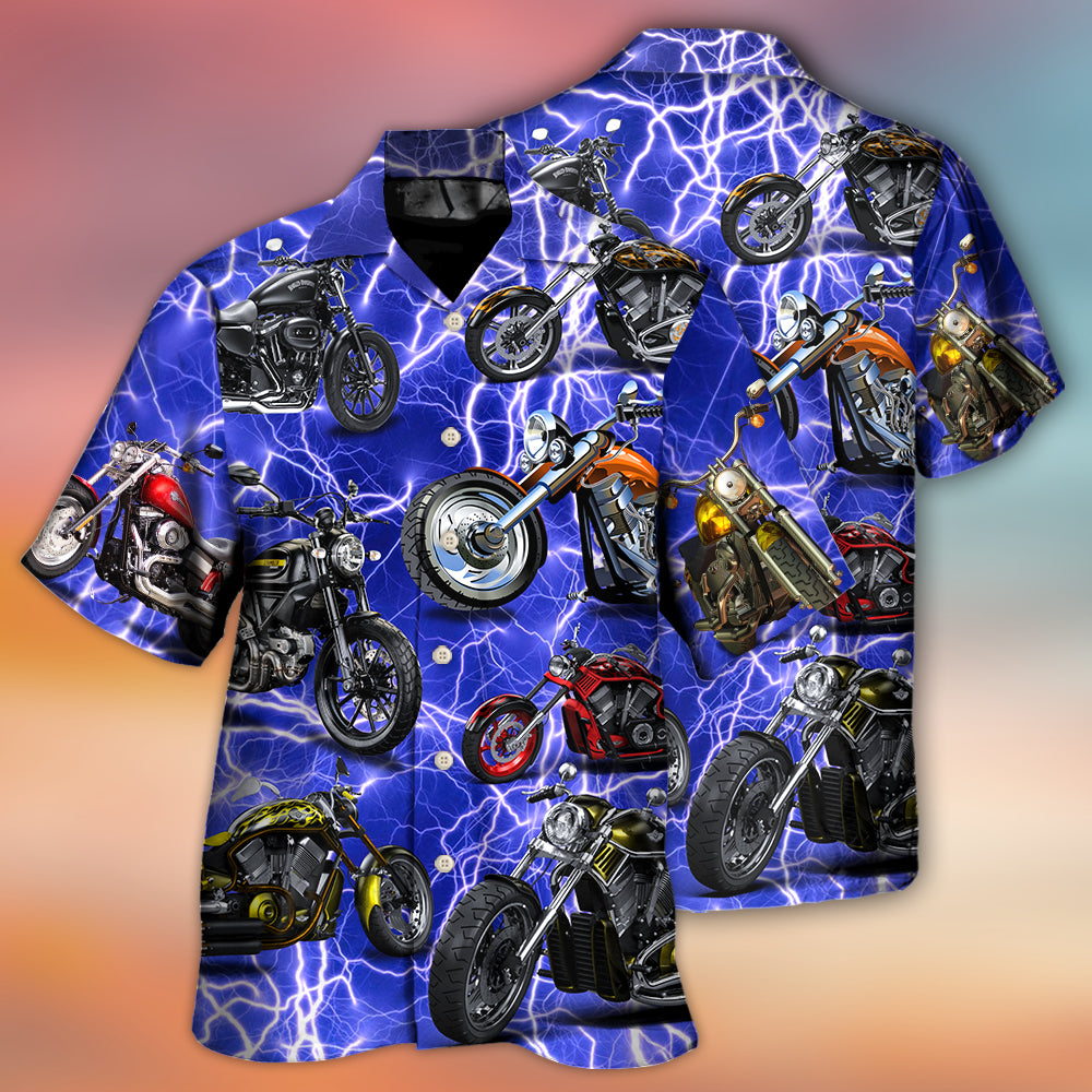 Motorcycle Lover Lightning Blue Cool Style - Hawaiian Shirt - Owls Matrix LTD