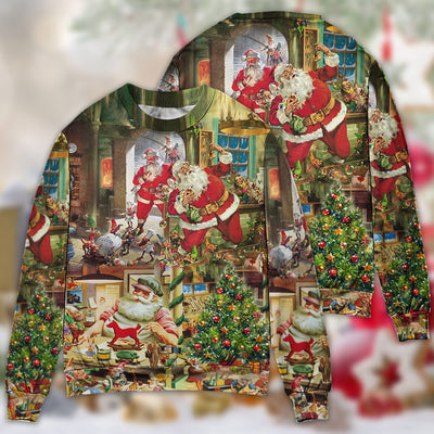 Christmas Santa's Toy Workshop - Sweater - Ugly Christmas Sweaters - Owls Matrix LTD