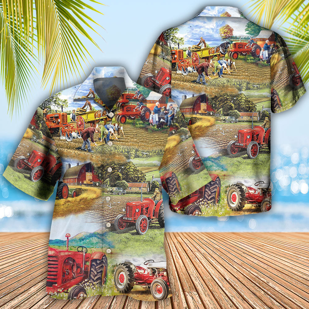 Tractor Farm Tractor Painting Art - Hawaiian Shirt - Owls Matrix LTD