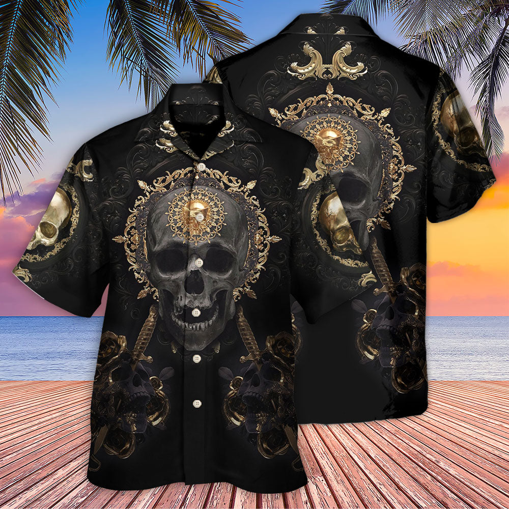Skull Golden Skull True King Stay True Till Death - Hawaiian Shirt - Owls Matrix LTD