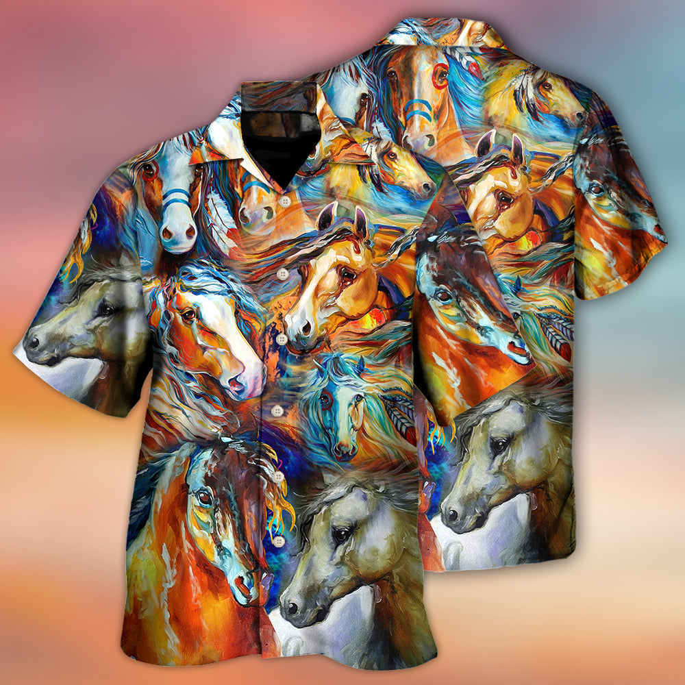 Horse Face Colorful Cool Art Style - Hawaiian Shirt - Owls Matrix LTD