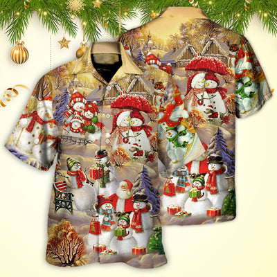 Christmas Snowman Couple Love Xmas Cool - Hawaiian Shirt - Owls Matrix LTD