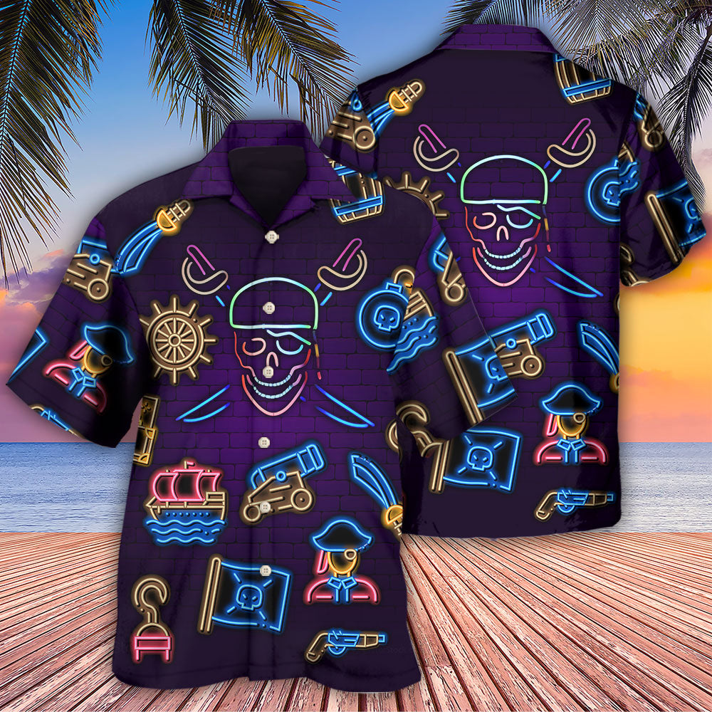 Pirate Neon Art Style - Hawaiian Shirt - Owls Matrix LTD