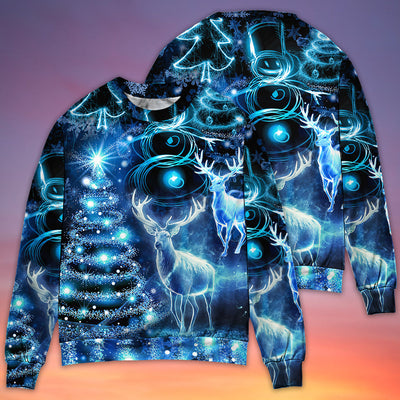 Christmas Deer Snowman Tree Glow Light Style - Sweater - Ugly Christmas Sweaters - Owls Matrix LTD