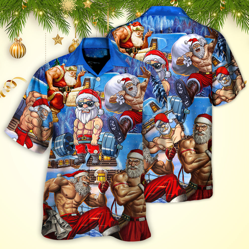 Christmas Santa Weightlifting Christmas Fitness Gym - Hawaiian Shirt - HAWS01NDN031122 - Owls Matrix LTD