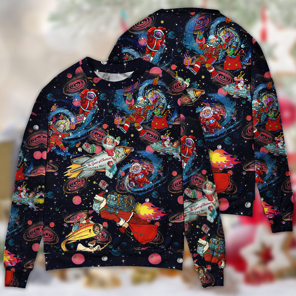 Chrismas Santa In The Space - Sweater - Ugly Christmas Sweaters - Owls Matrix LTD