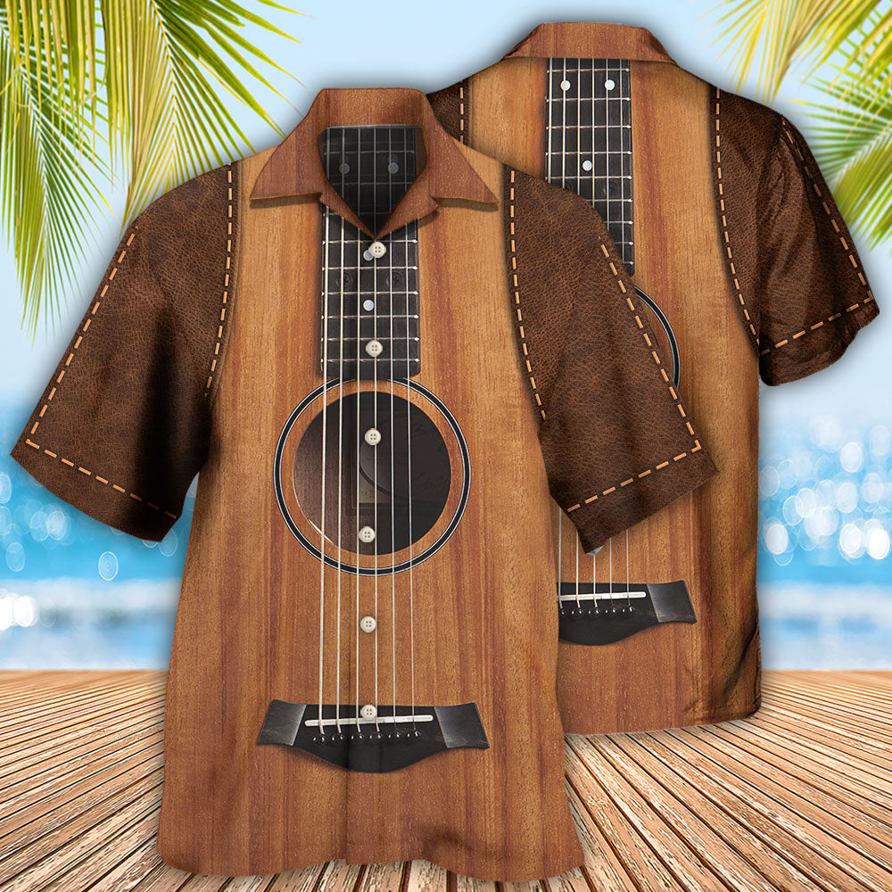 Guitar Vintage Leather Music Lover - Hawaiian Shirt - Owls Matrix LTD