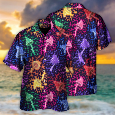 Mushroom Galaxy Rainbow Colorful Bright - Hawaiian Shirt - Owls Matrix LTD