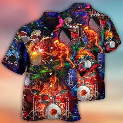 Drum Is My Life Fire Skull Colorful Style - Hawaiian Shirt - Owls Matrix LTD